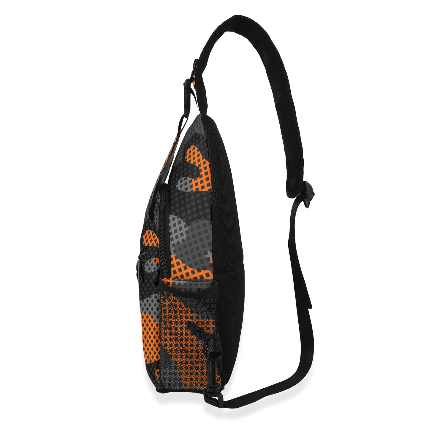 Camo Bag | Orange & Black Pixel Camouflage | Chest Crossbody