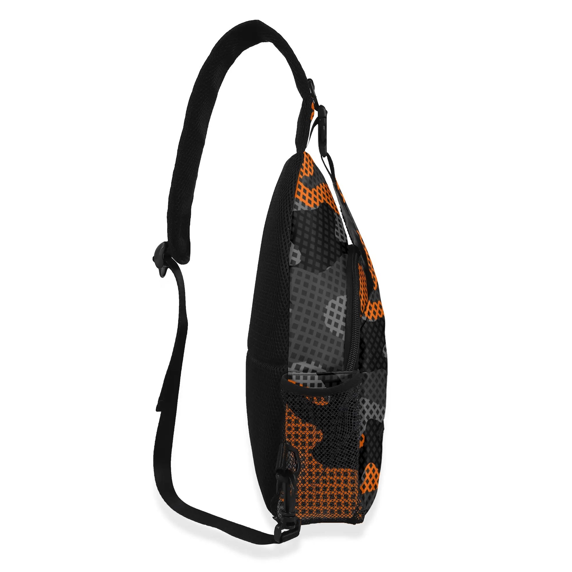 Camo Bag | Orange & Black Pixel Camouflage | Chest Crossbody