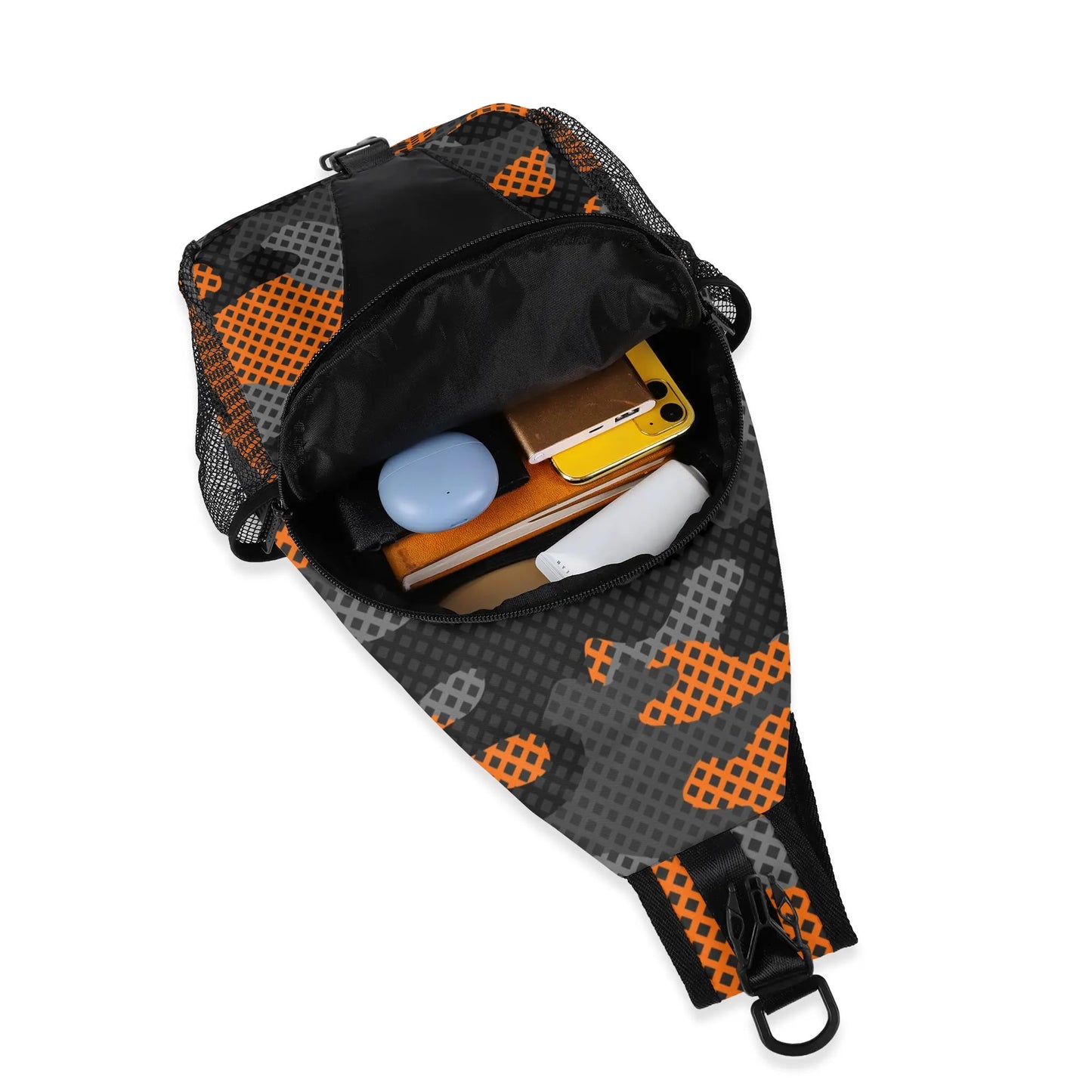 Camo Bag | Orange & Black Pixel Camouflage | Chest Crossbody