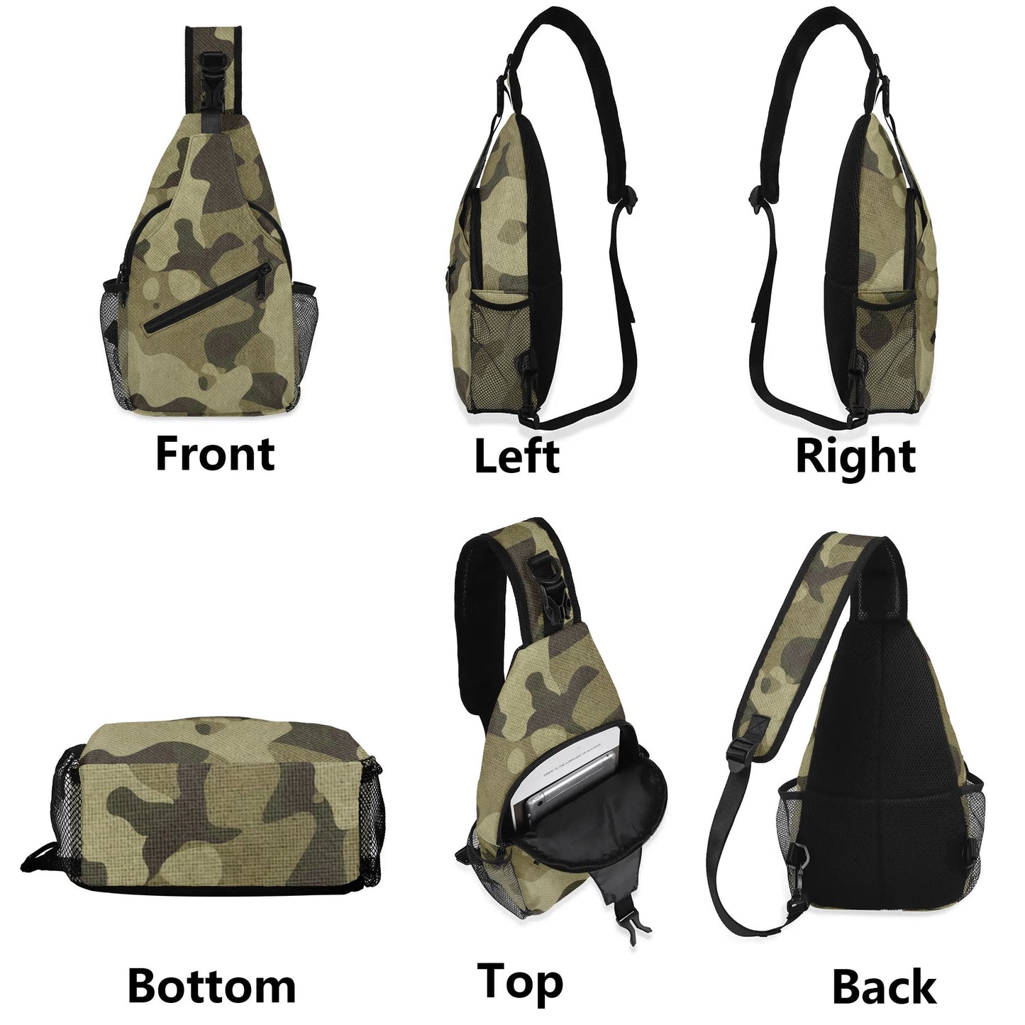 Camo Bag | Green Fabric Camouflage | Chest Crossbody