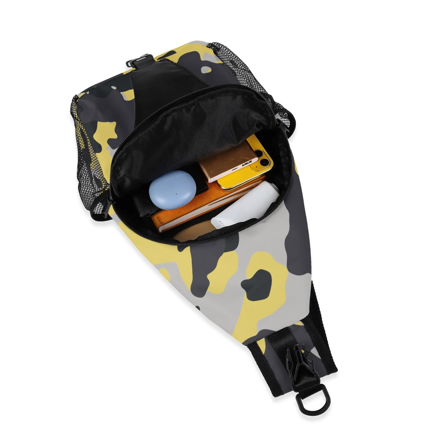 Camo Bag | Yellow, Black & Silver Camouflage | Chest Crossbody