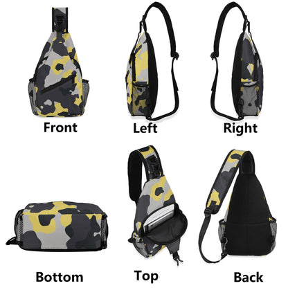 Camo Bag | Yellow, Black & Silver Camouflage | Chest Crossbody