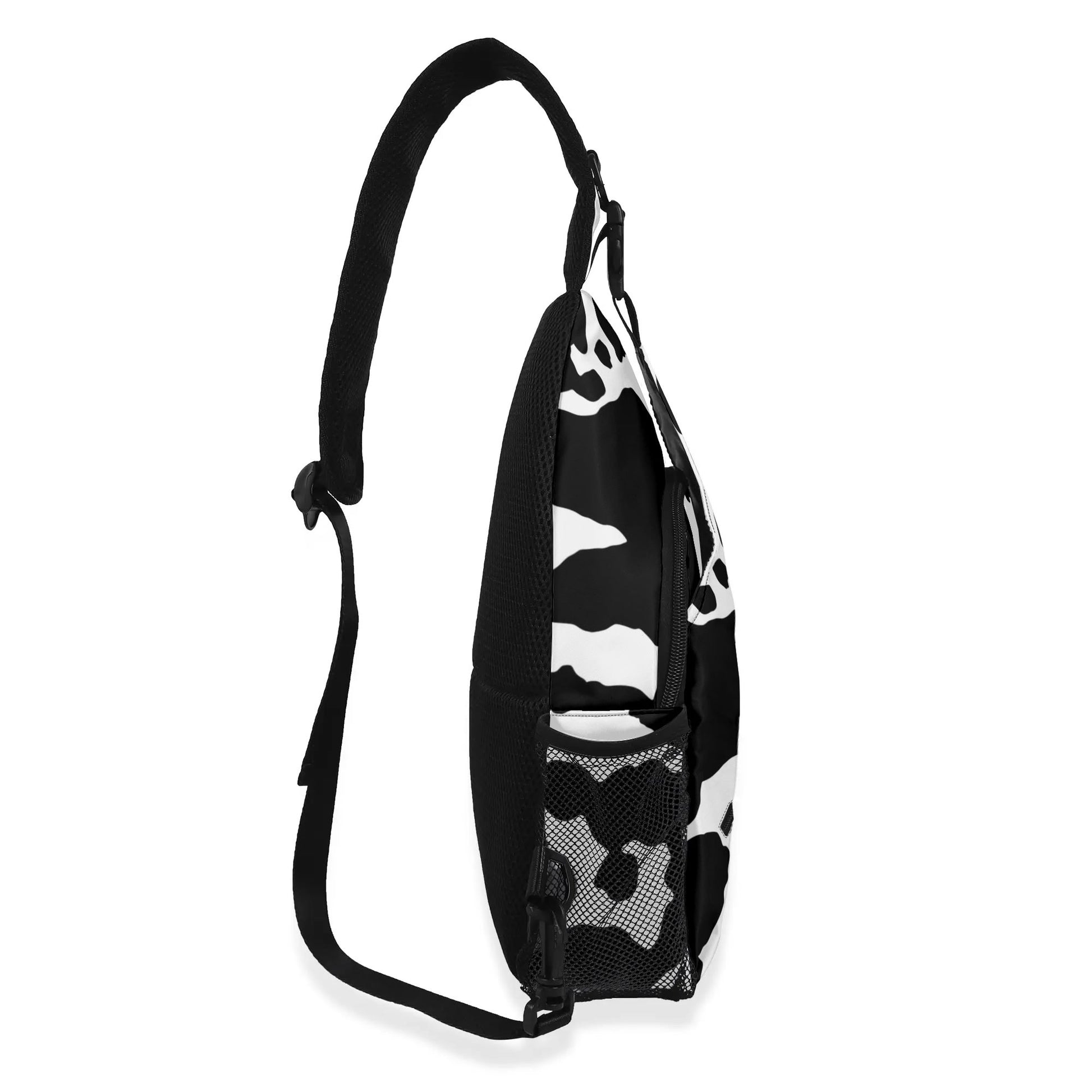 Camo Bag | Black & White Cow Camouflage | Chest Crossbody