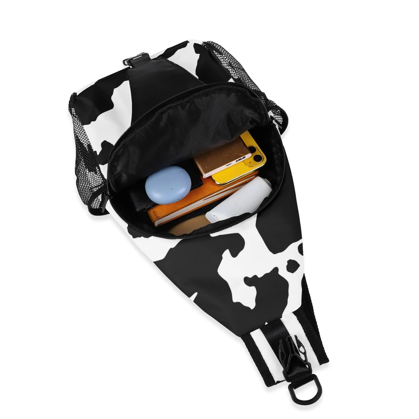 Camo Bag | Black & White Cow Camouflage | Chest Crossbody