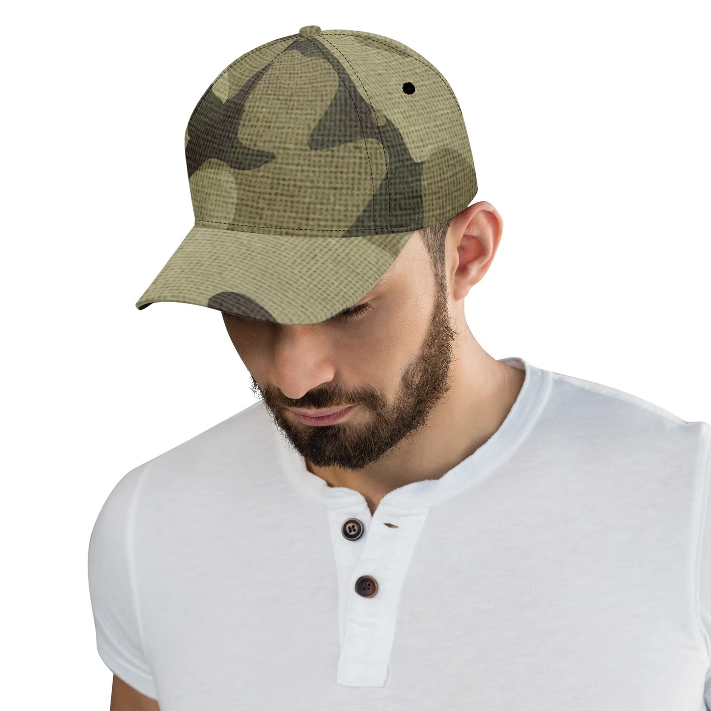 Camo Baseball Cap | Green Fabric Camouflage