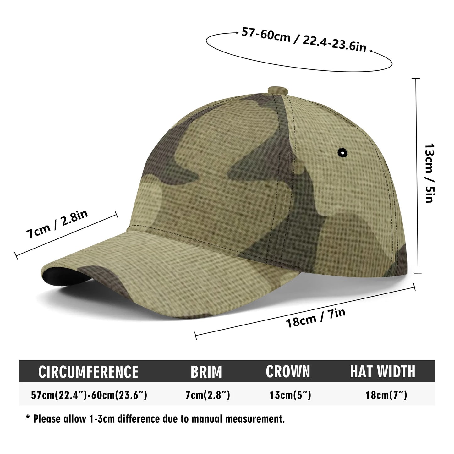 Camo Baseball Cap | Green Fabric Camouflage