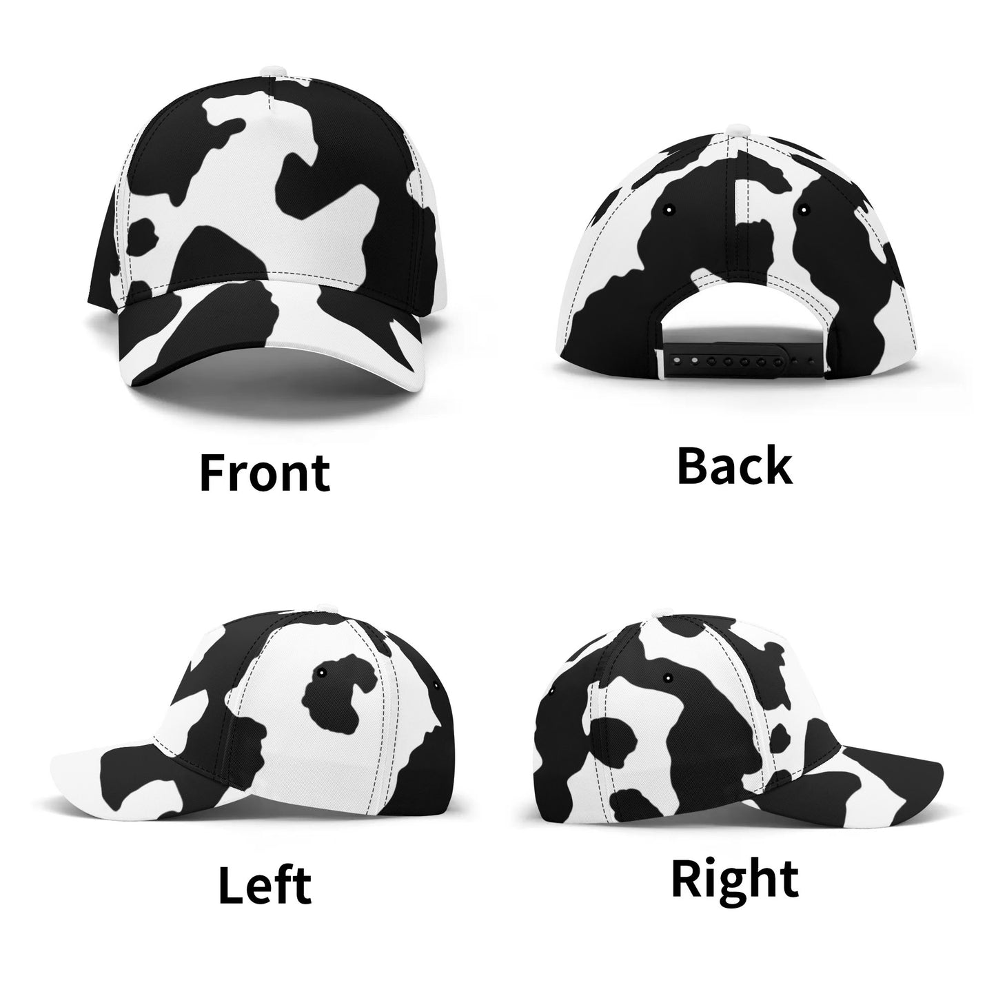 Camo Baseball Cap | Black & White Cow Camouflage