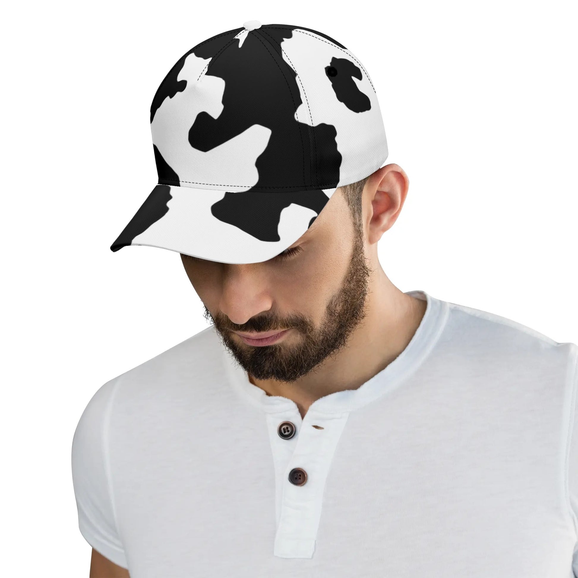 Camo Baseball Cap | Black & White Cow Camouflage