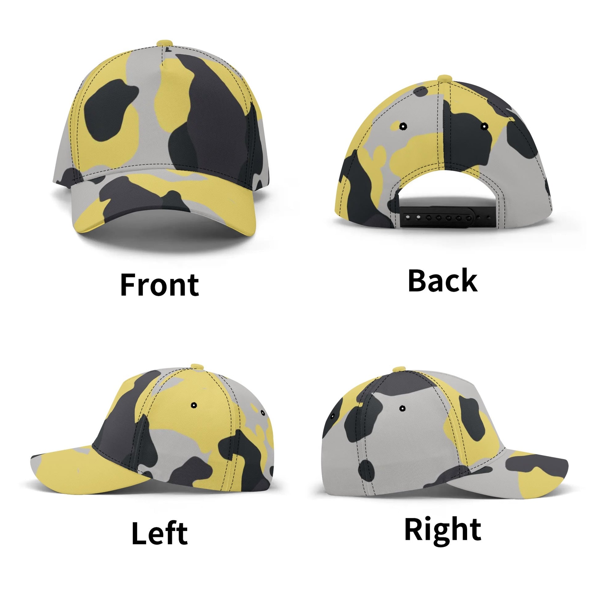 Camo Baseball Cap | Yellow, Black & Silver Camouflage