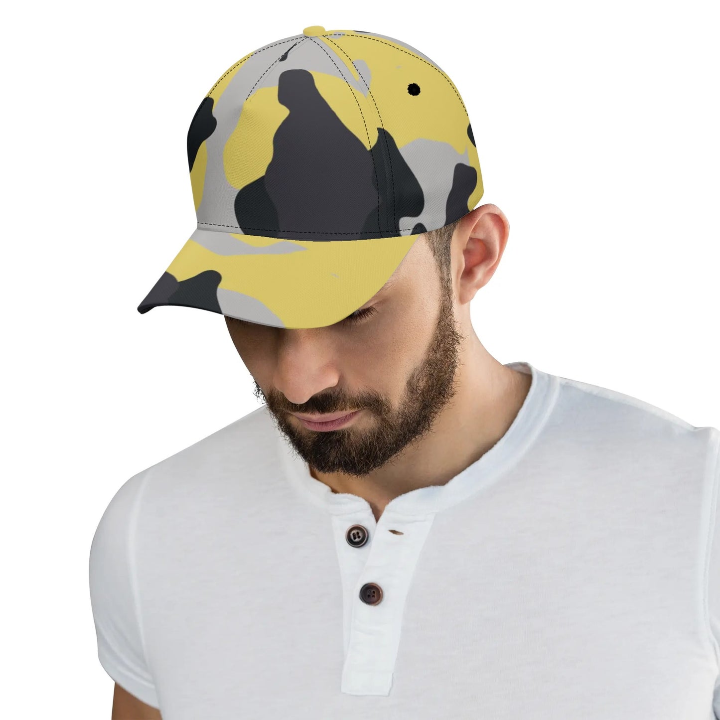 Camo Baseball Cap | Yellow, Black & Silver Camouflage