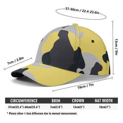 Camo Baseball Cap | Yellow, Black & Silver Camouflage