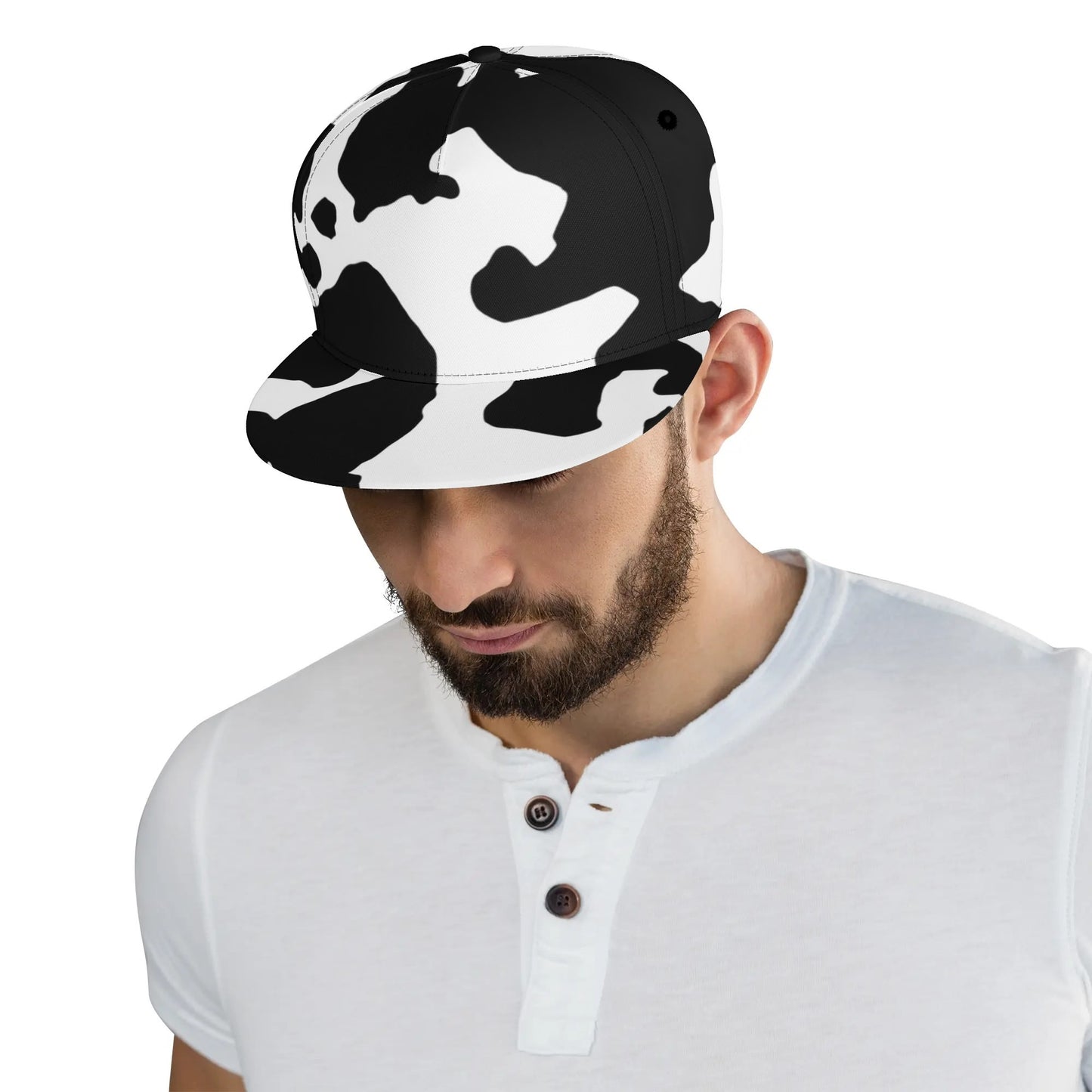 Camo Snapback | Black & White Cow Camouflage