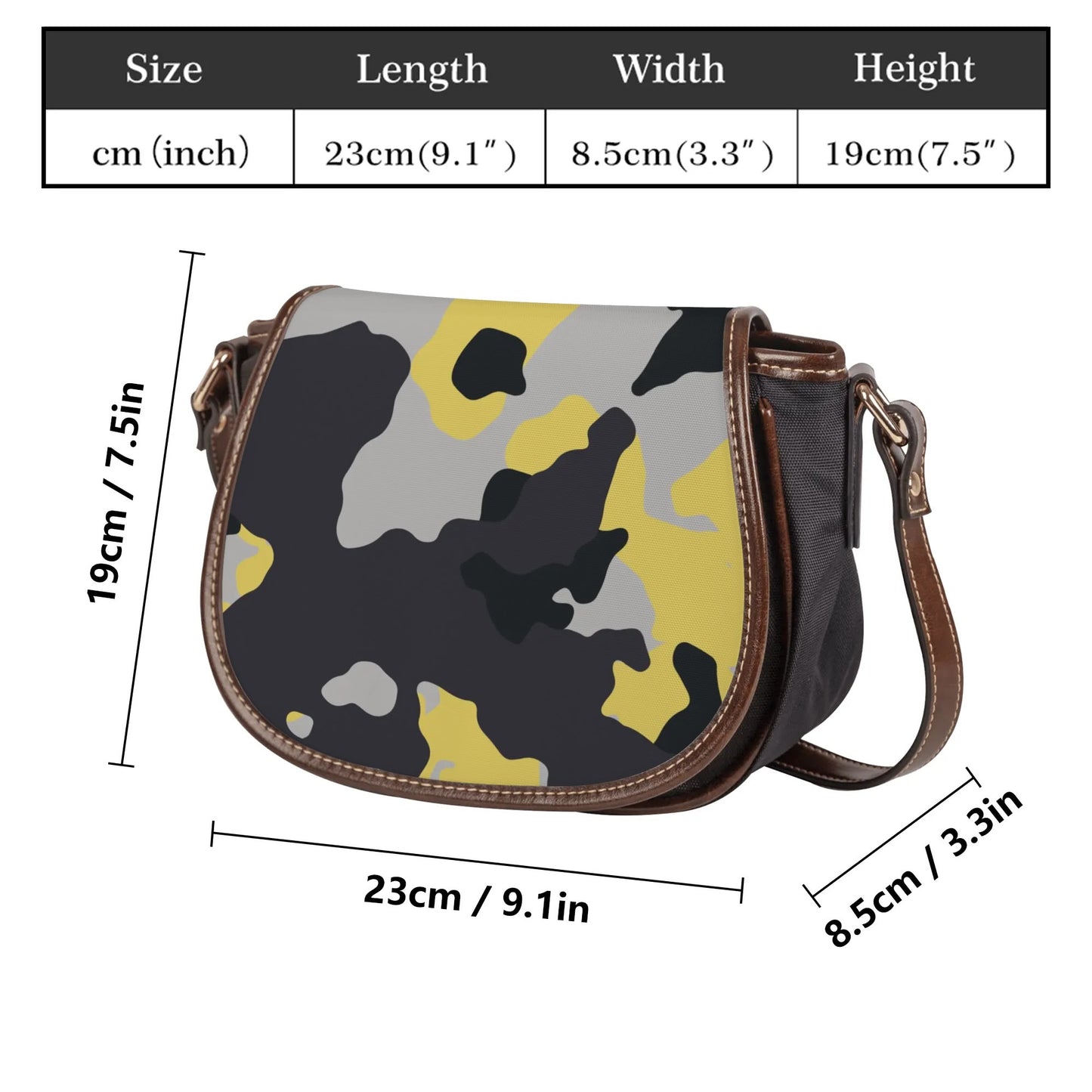 Saddle Bag | Yellow, Black, and Silver Camouflage