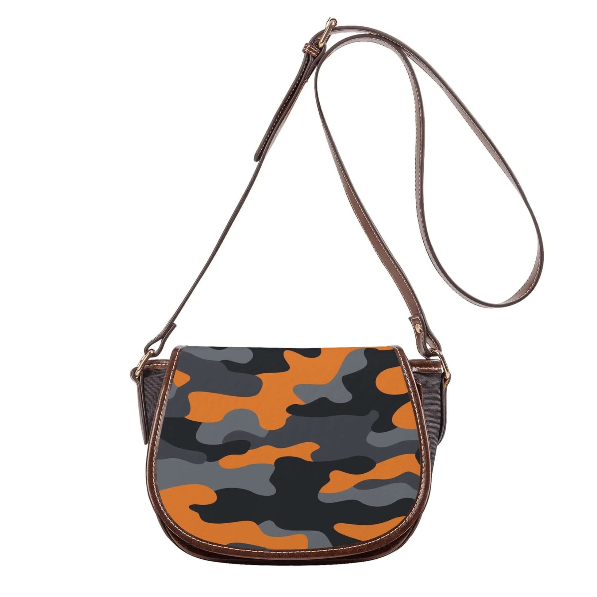 Saddle Bag | Orange, Black, and Gray Camouflage