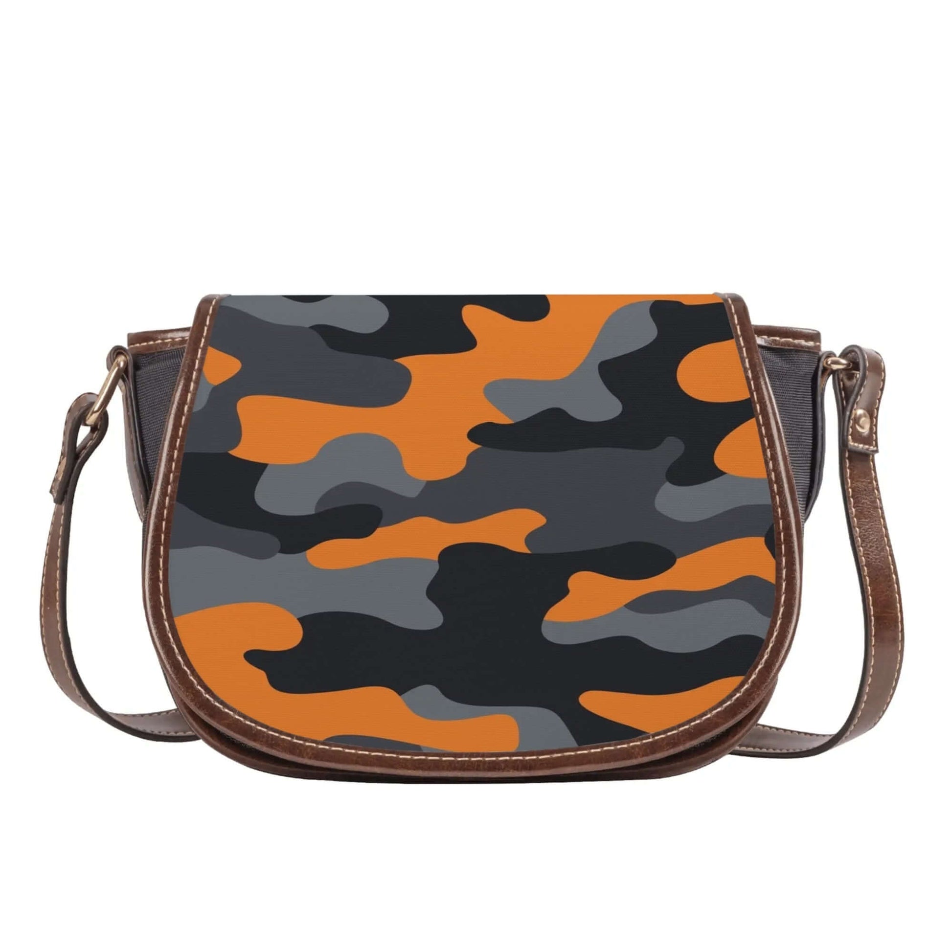 Saddle Bag | Orange, Black, and Gray Camouflage