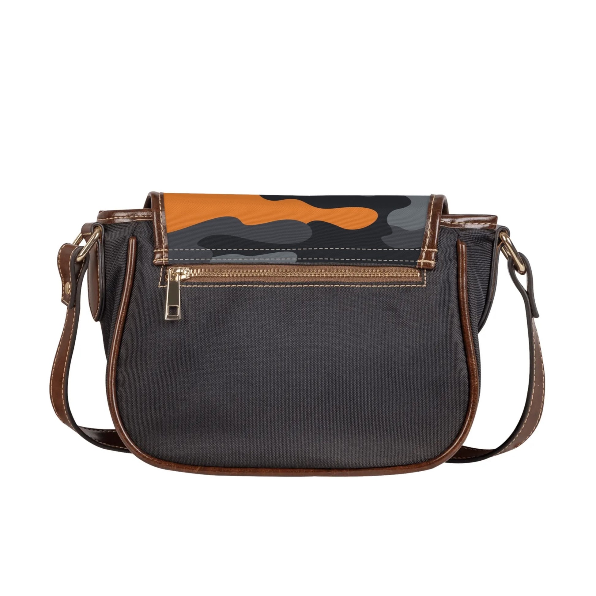 Saddle Bag | Orange, Black, and Gray Camouflage