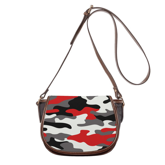 Saddle Bag | Red, Black, and White Camouflage