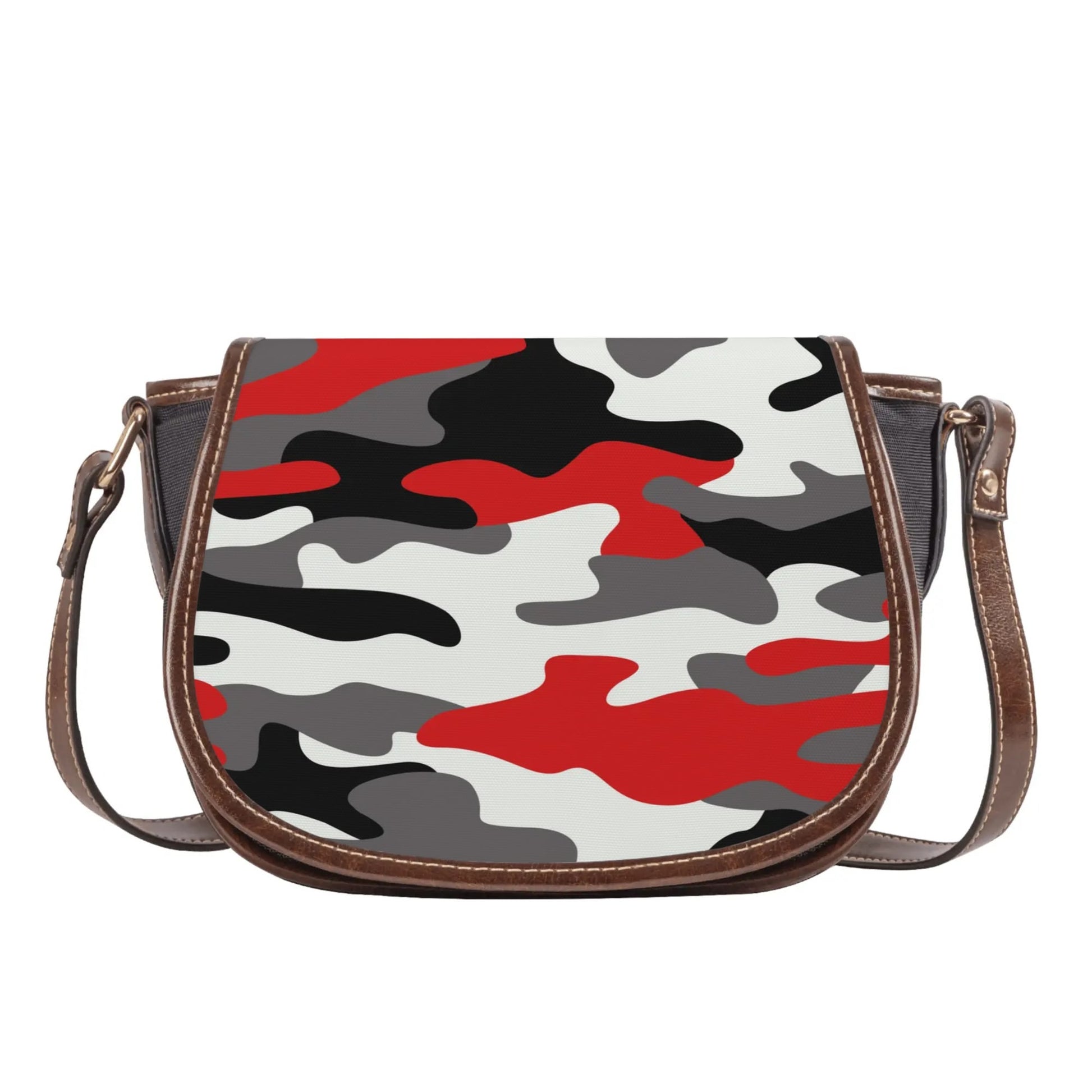 Saddle Bag | Red, Black, and White Camouflage