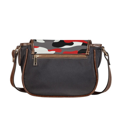 Saddle Bag | Red, Black, and White Camouflage