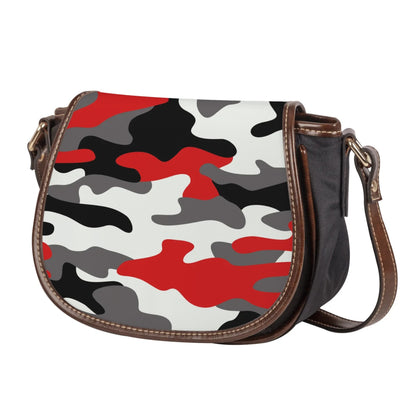 Saddle Bag | Red, Black, and White Camouflage