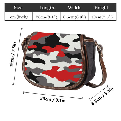 Saddle Bag | Red, Black, and White Camouflage