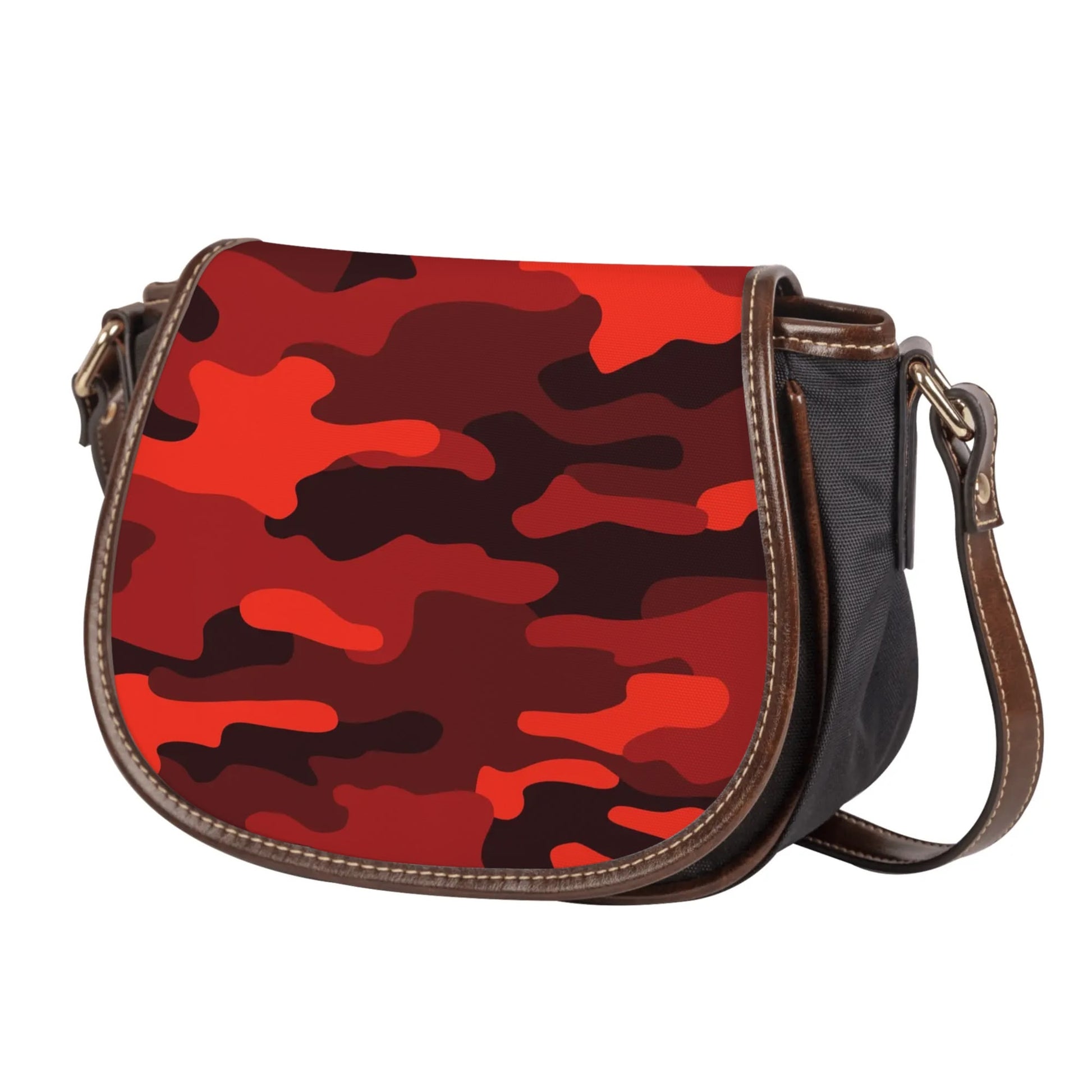 Saddle Bag | Scarlet Red & Black Camouflage