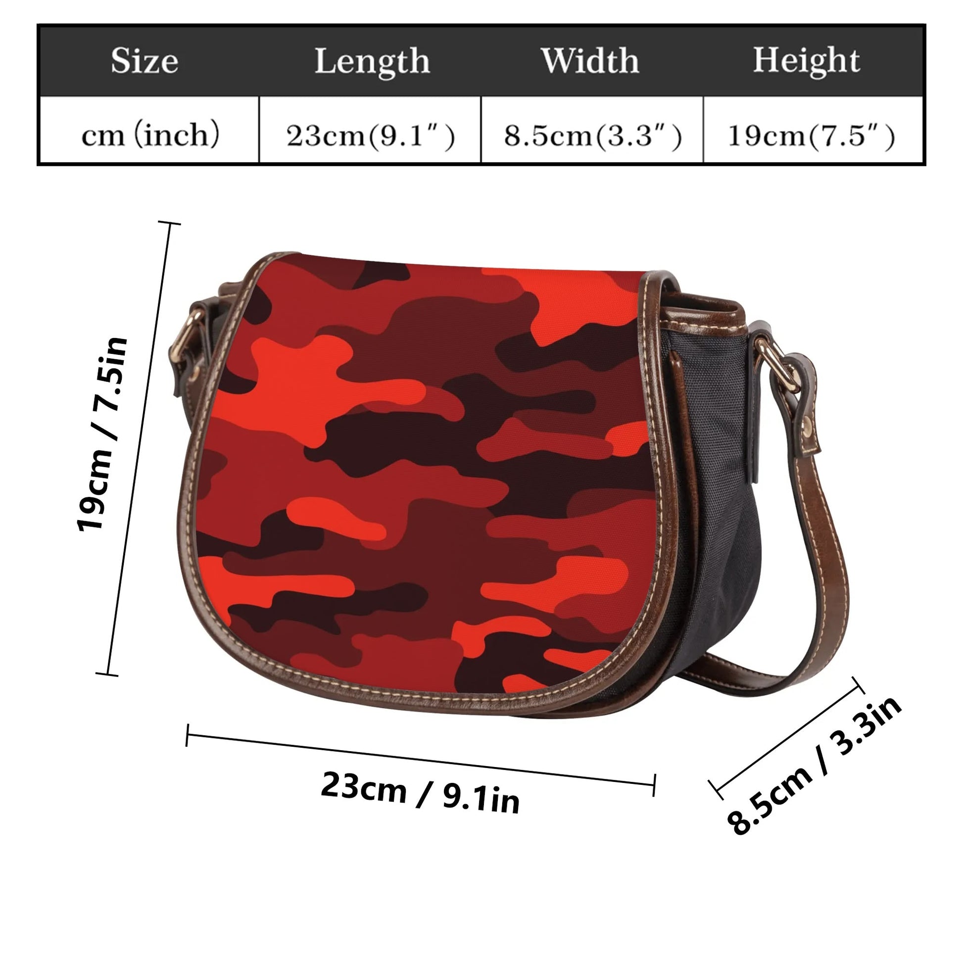 Saddle Bag | Scarlet Red & Black Camouflage