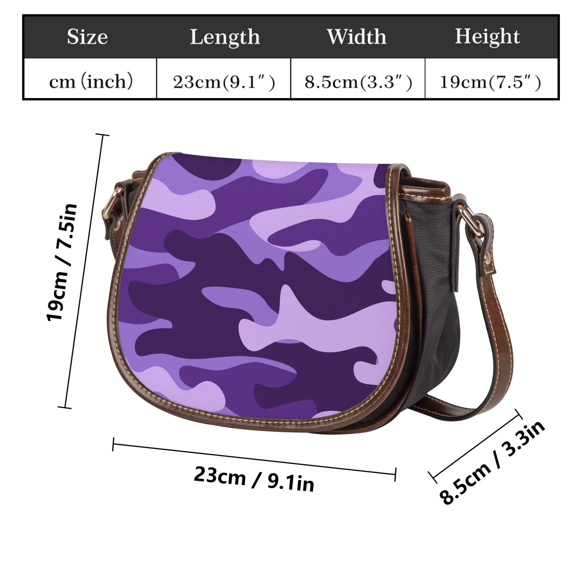 Saddle Bag | Purple, Blue, and Mauve Camouflage