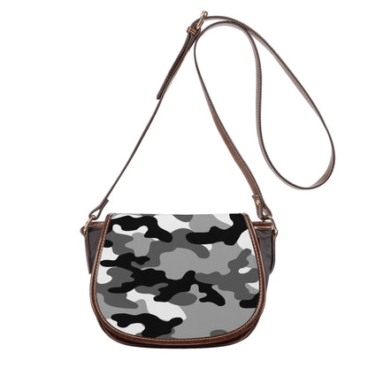 Saddle Bag | Gray, Black, and White Camouflage