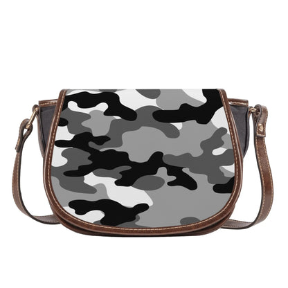 Saddle Bag | Gray, Black, and White Camouflage