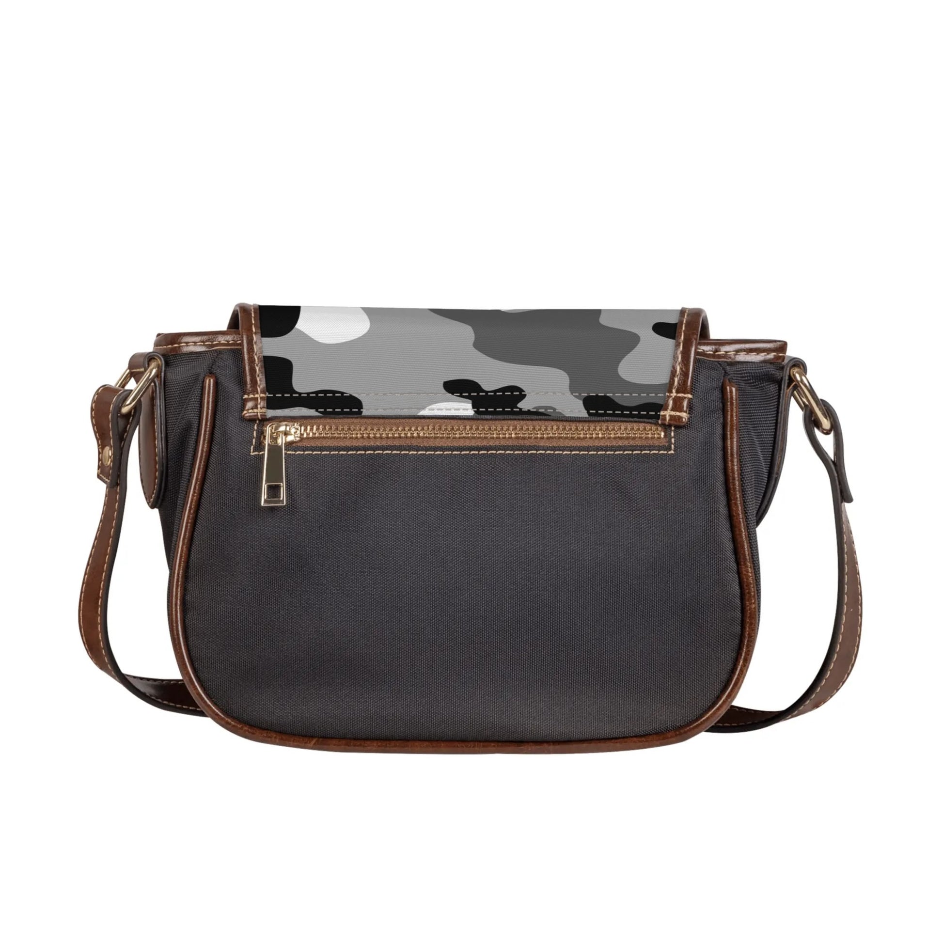 Saddle Bag | Gray, Black, and White Camouflage