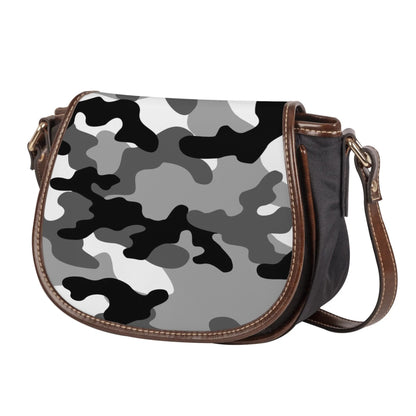 Saddle Bag | Gray, Black, and White Camouflage