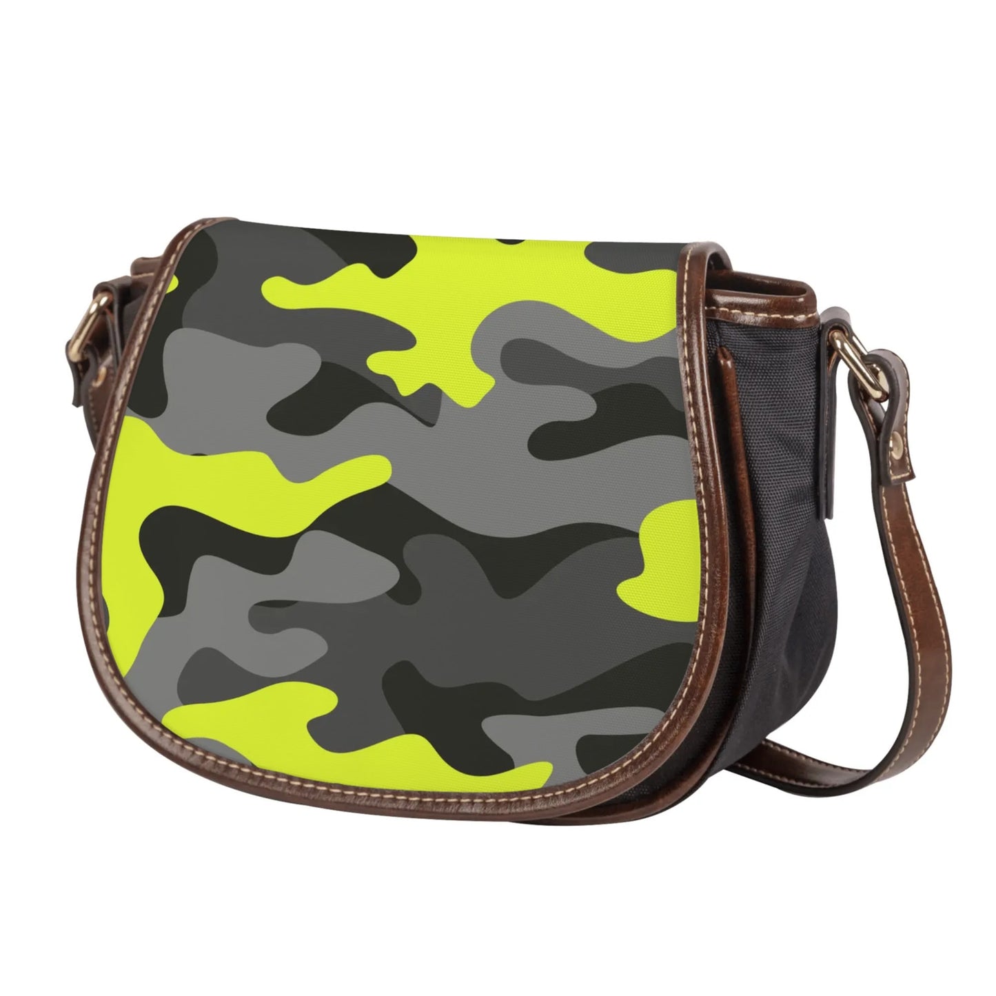 Saddle Bag | Yellow, Black, and Gray Camouflage