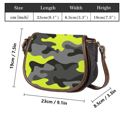 Saddle Bag | Yellow, Black, and Gray Camouflage