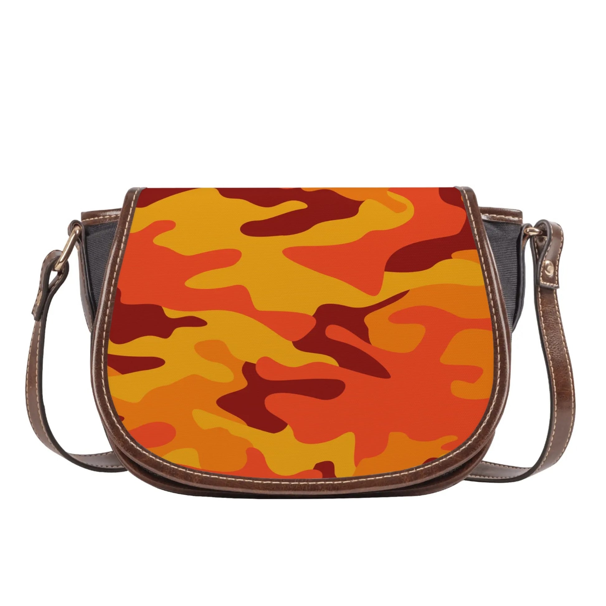 Saddle Bag | Orange & Red Camouflage