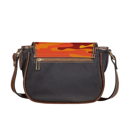 Saddle Bag | Orange & Red Camouflage