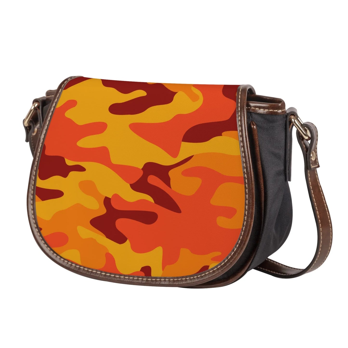 Saddle Bag | Orange & Red Camouflage