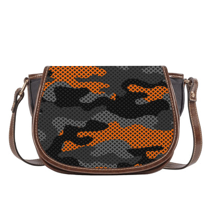 Saddle Bag | Orange & Black Pixel Camouflage