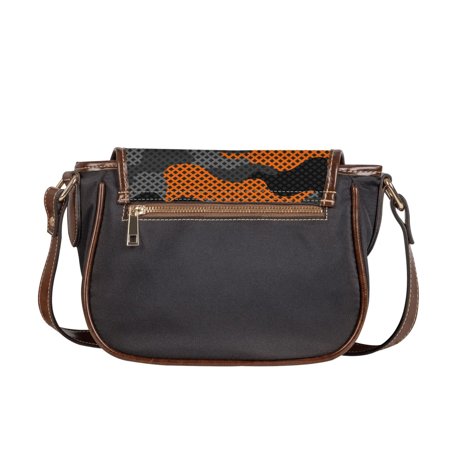 Saddle Bag | Orange & Black Pixel Camouflage