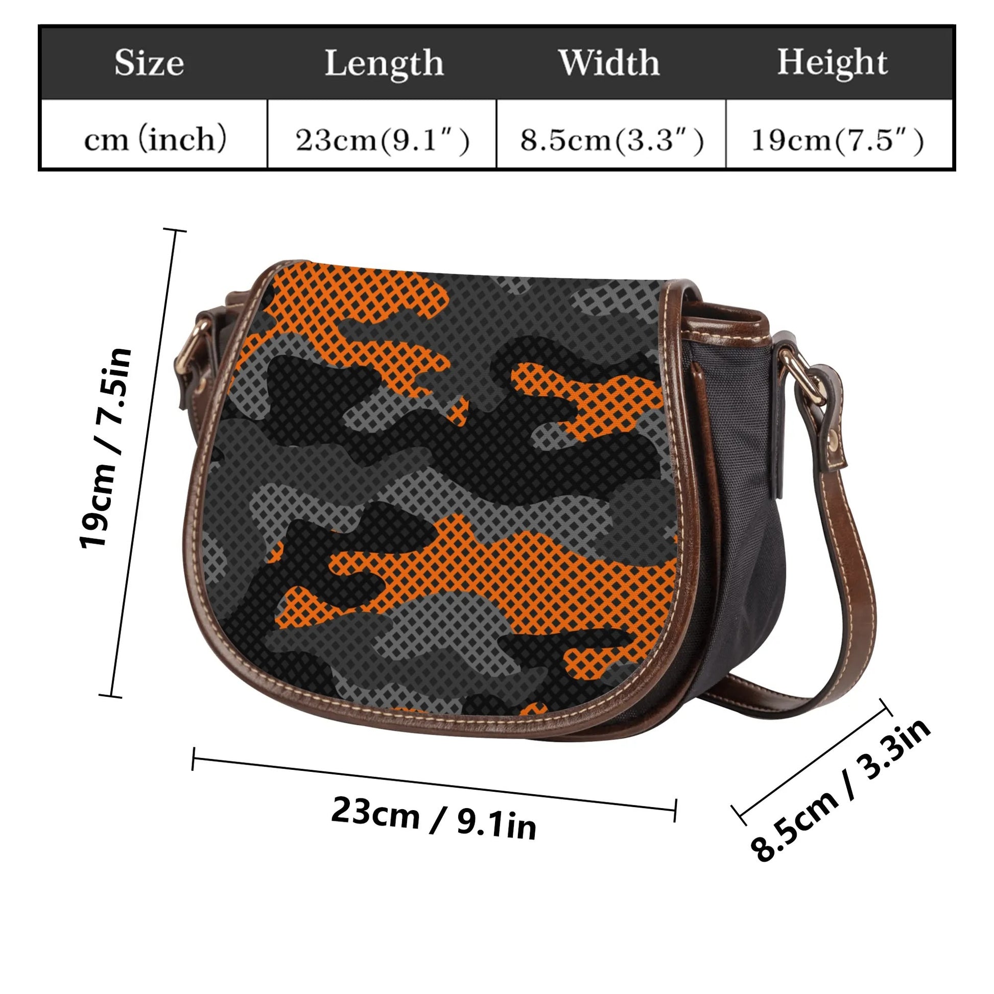 Saddle Bag | Orange & Black Pixel Camouflage