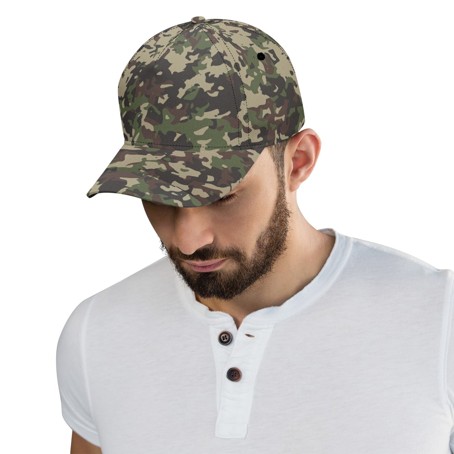 Brown Camo Cap | Khaki, Gray and Lava Military Camouflage