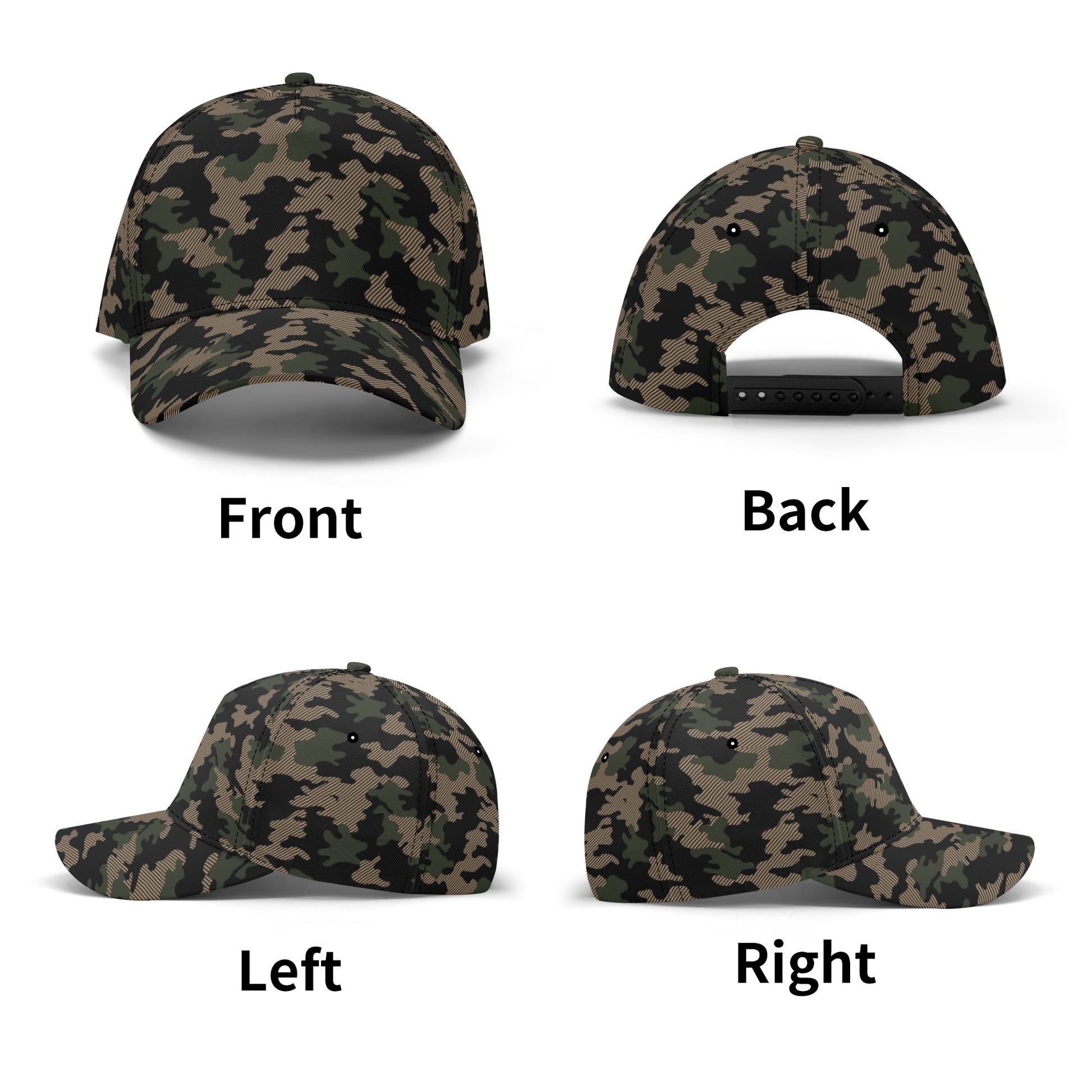 Military Green Baseball Cap | Dark Jungle & Black Camouflage