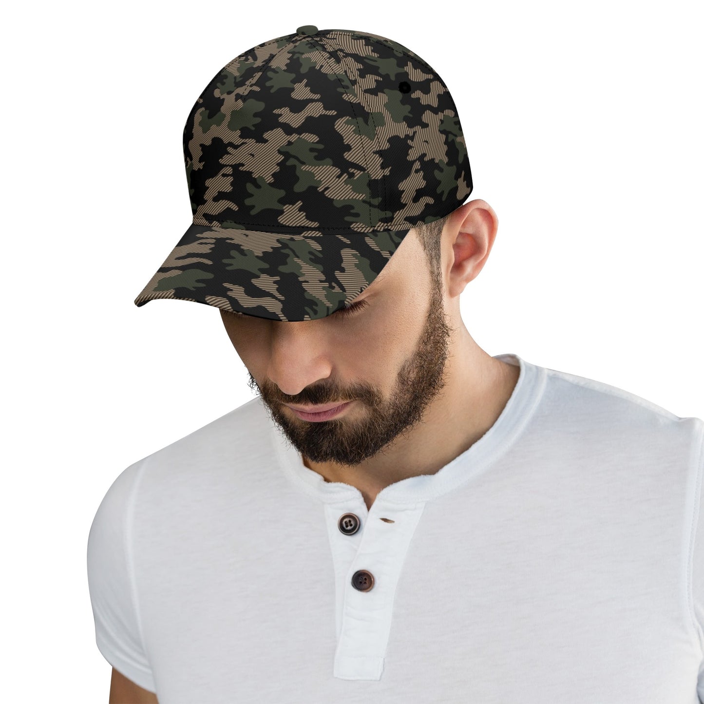 Military Green Baseball Cap | Dark Jungle & Black Camouflage