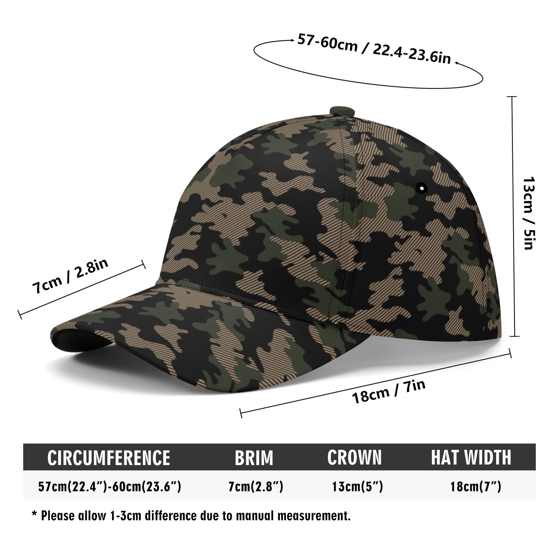 Military Green Baseball Cap | Dark Jungle & Black Camouflage