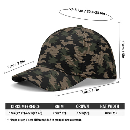 Military Green Baseball Cap | Dark Jungle & Black Camouflage