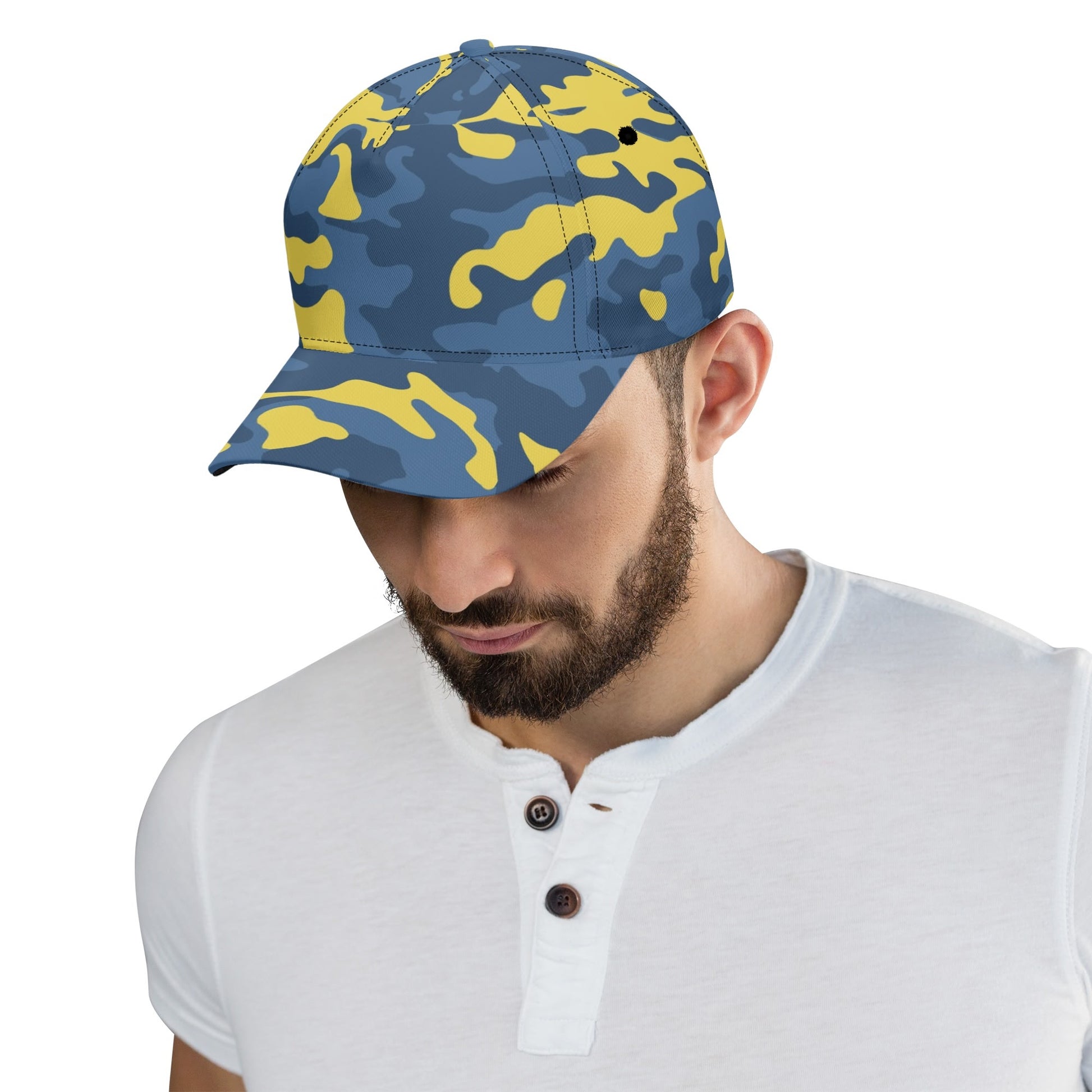 Blue and Yellow Camo Cap | Modern Army-Inspired Pattern