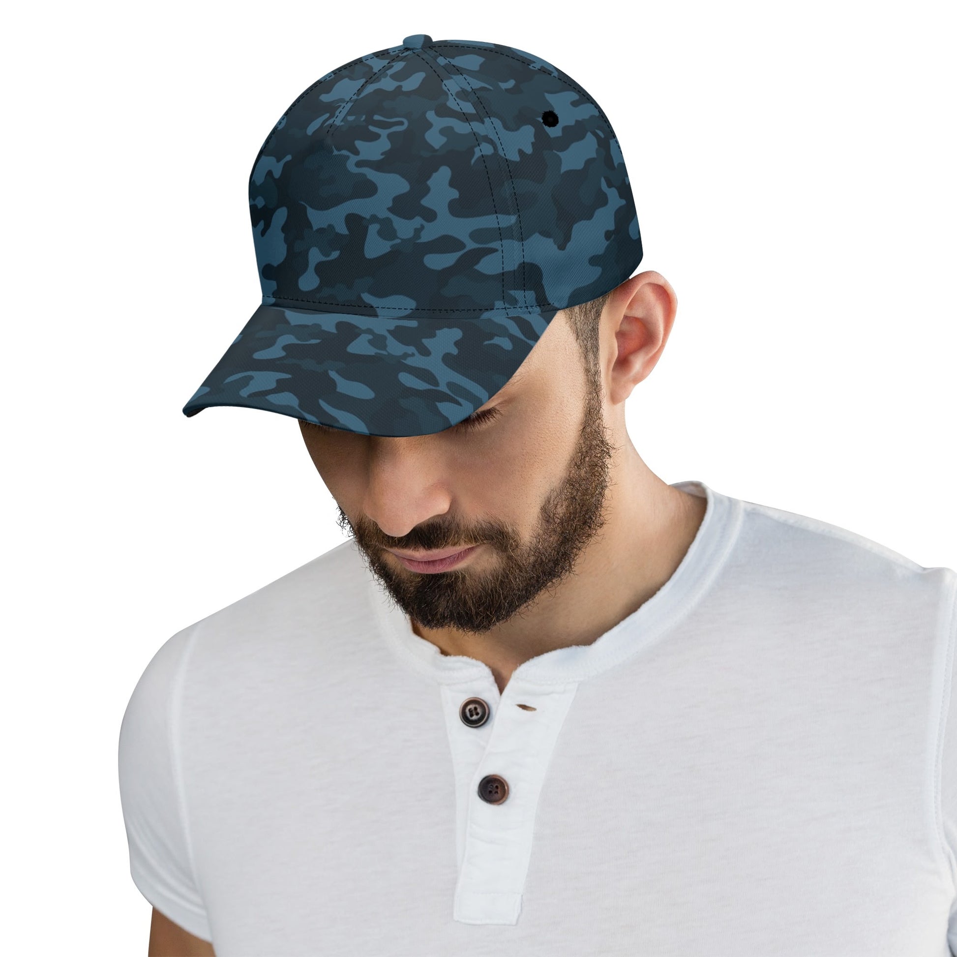 Dark Blue Camo Baseball Cap | Classic Military Design