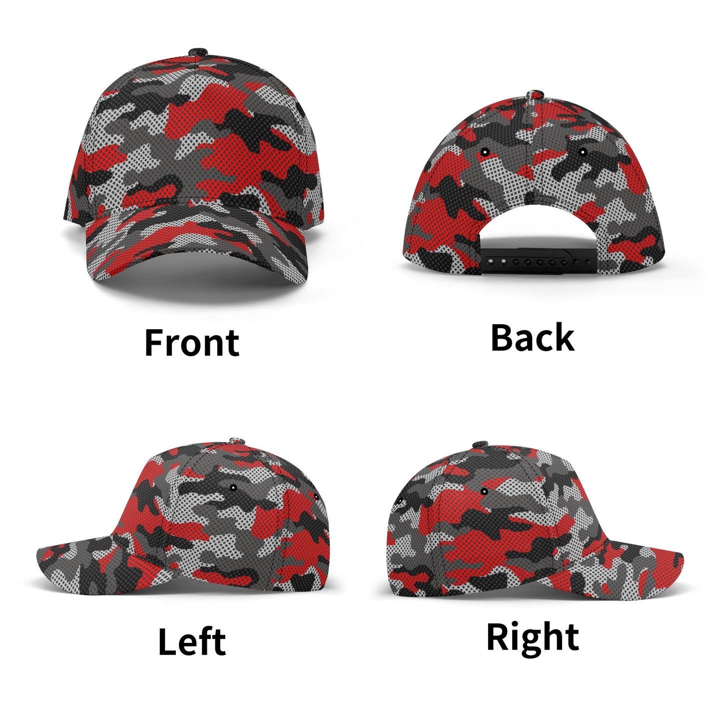 Red Camo Baseball Cap | Black and Gray Pixel Camouflage