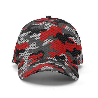 Red Camo Baseball Cap | Black and Gray Pixel Camouflage