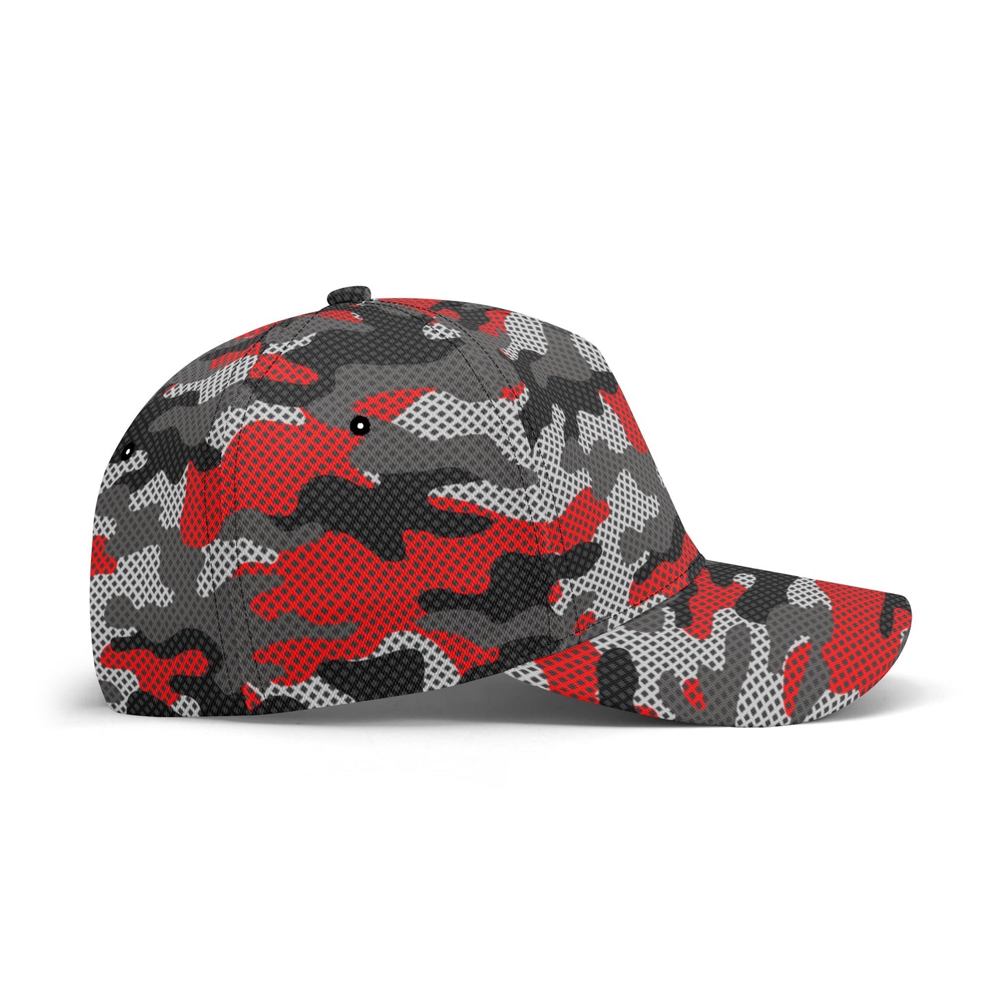 Red Camo Baseball Cap | Black and Gray Pixel Camouflage